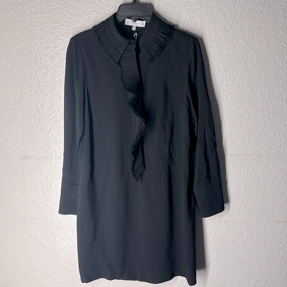 NWT. Woman’s Nellie Partow 1/2 button down black dress / anorak. Size 4.